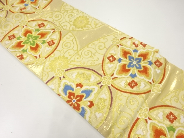 JAPANESE FUKURO OBI / WOVEN FLOWER SHIPPO PATTERN